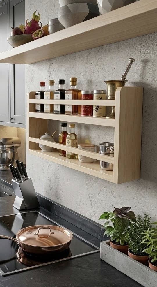 Especiero Organizador de Madera de 2 Niveles
